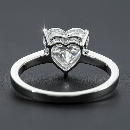 Lab-grown diamond heart ring – heart solitaire ring 14K white gold UK – Mara & Co UK