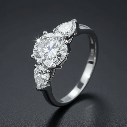 Three-stone lab diamond ring – 2.74ct lab-grown diamond engagement ring 18K white gold – Mara & Co UK