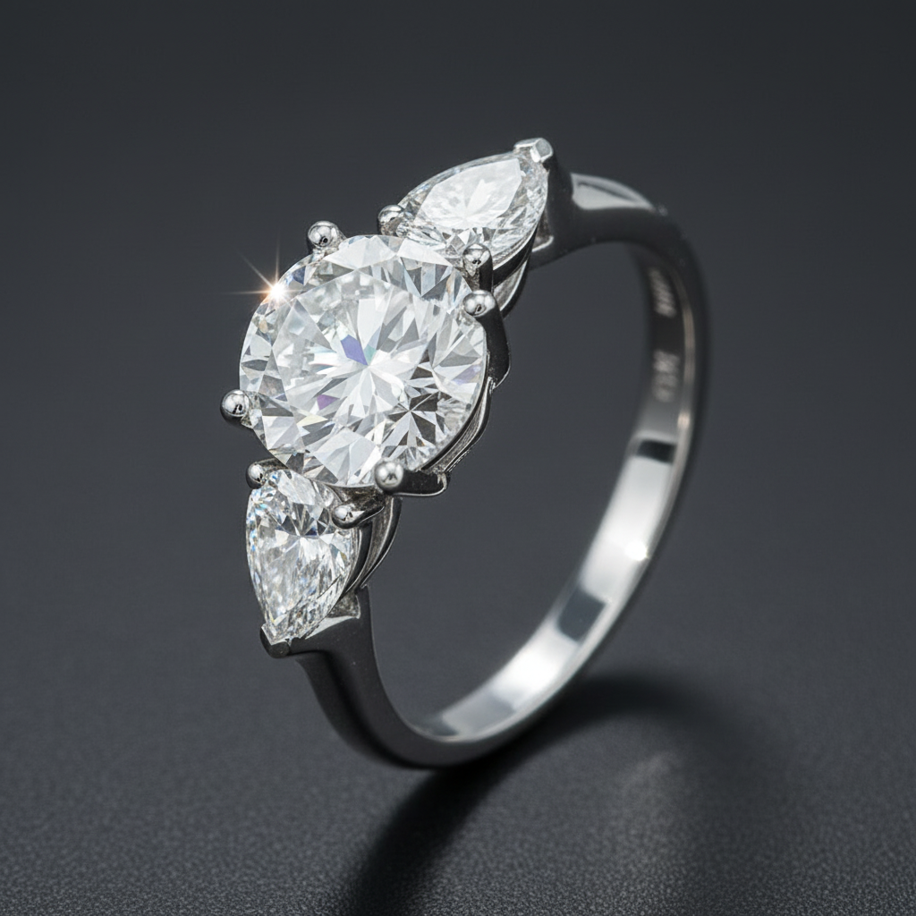 Three-Stone Lab Diamond Engagement Ring – 2.74ct, 18K White Gold -  Mara & Co UK