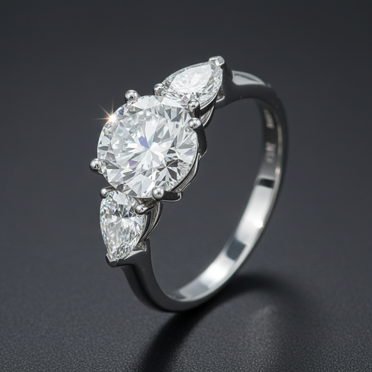 Three-Stone Lab Diamond Engagement Ring – 2.74ct, 18K White Gold