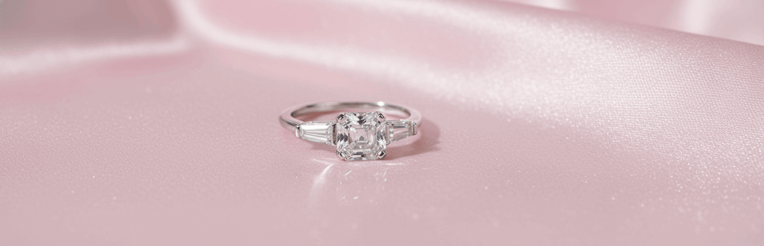 Moissanite 3-Stone Ring – Sparkling Asscher Cut -  Mara & Co UK