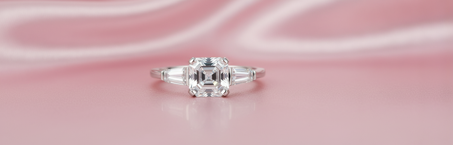 Moissanite 3-Stone Ring – Sparkling Asscher Cut -  Mara & Co UK