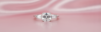 Moissanite 3-Stone Ring – Sparkling Asscher Cut -  Mara & Co UK