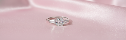 Moissanite 3-Stone Ring – Sparkling Asscher Cut -  Mara & Co UK