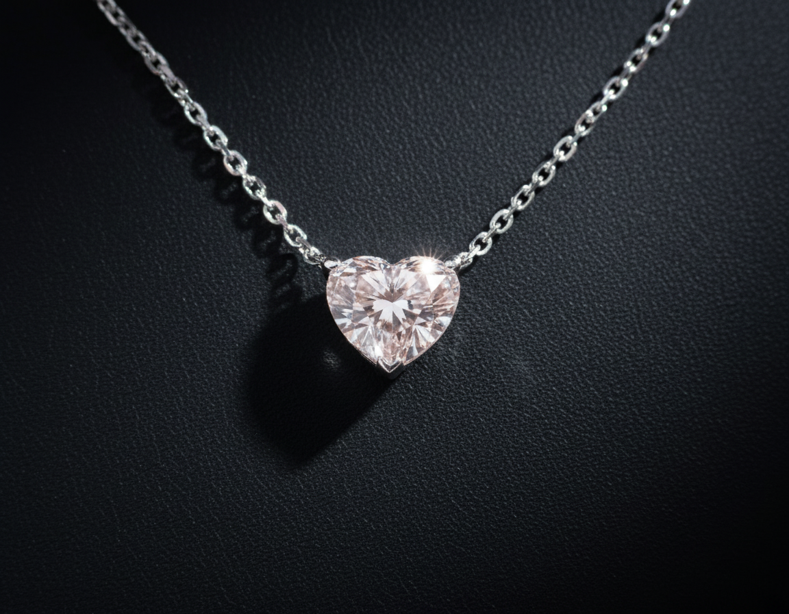 Light Pink Heart Diamond Necklace -  Mara & Co UK