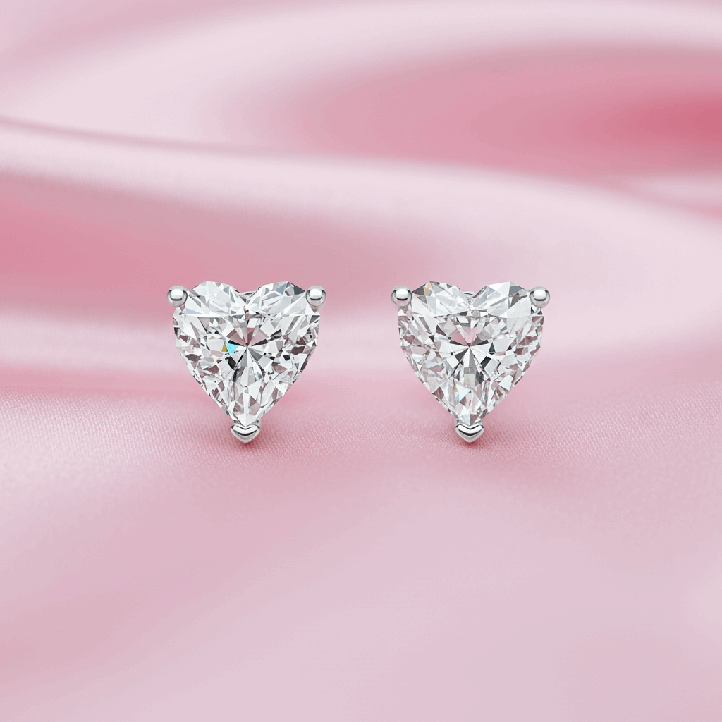 Heart-Shaped Lab-Grown Diamond Stud Earrings -  Mara & Co UK
