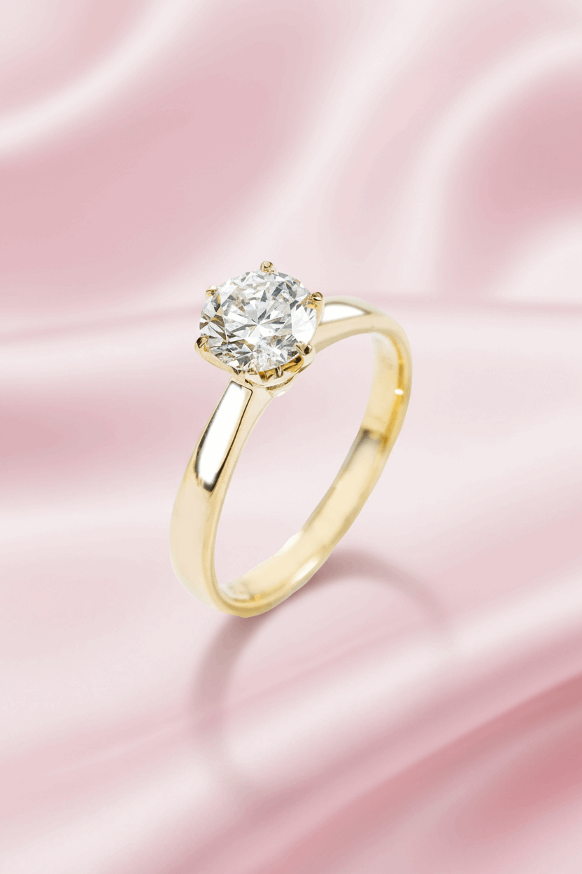 Classic 6 Claw Diamond Solitaire Ring – 1.01ct, 18K Yellow Gold -  Mara & Co UK