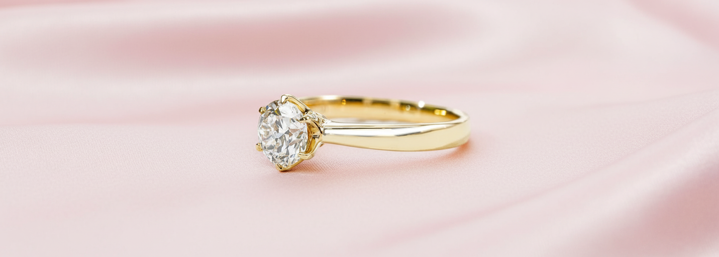 Classic 6 Claw Diamond Solitaire Ring – 1.01ct, 18K Yellow Gold