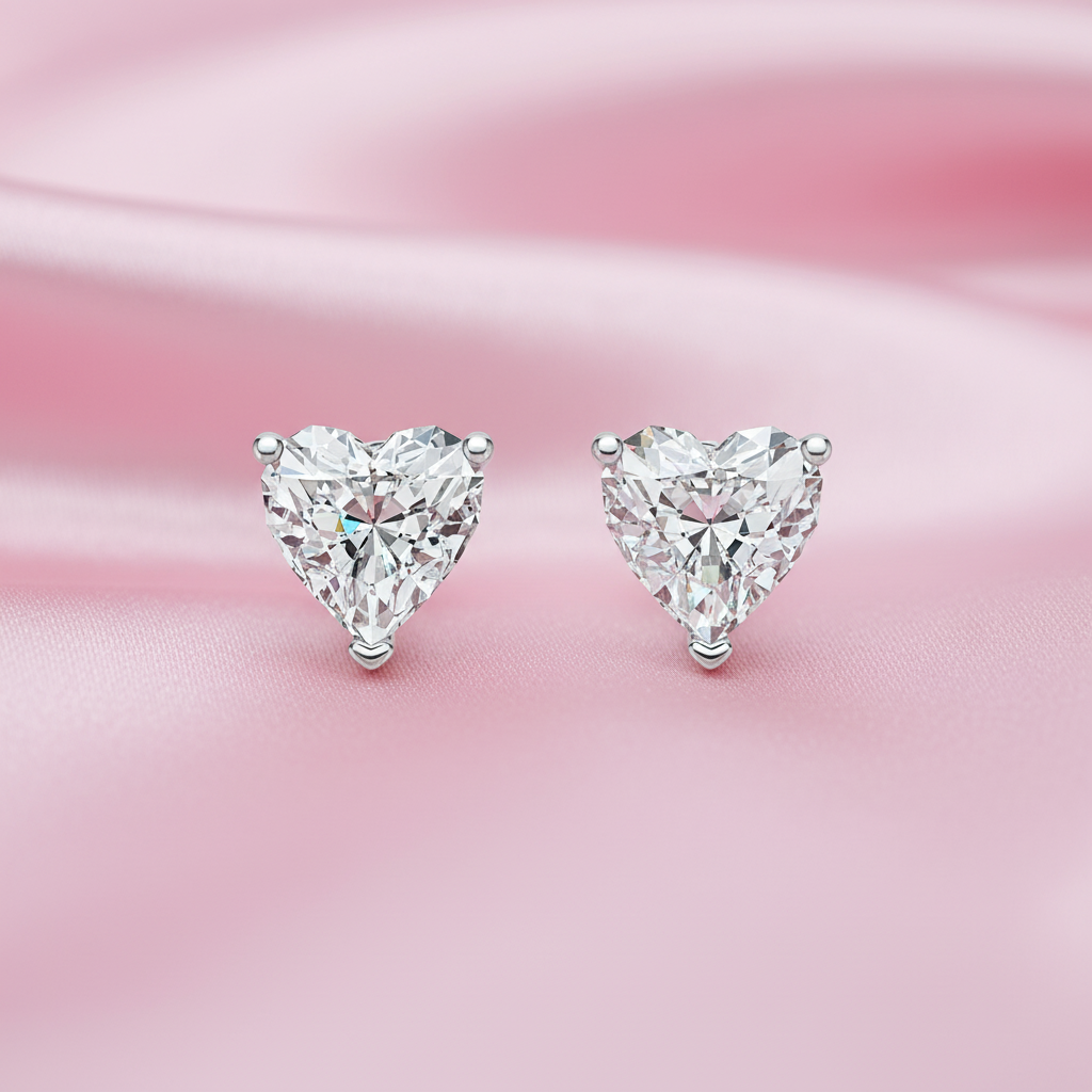 Heart-Shaped Lab-Grown Diamond Stud Earrings