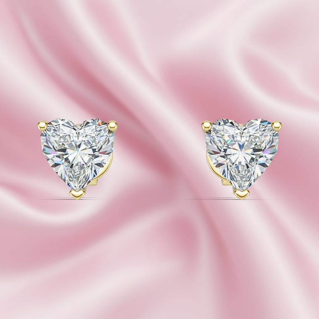 Heart-Shaped Lab-Grown Diamond Stud Earrings