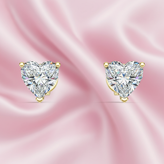 Heart-Shaped Lab-Grown Diamond Stud Earrings