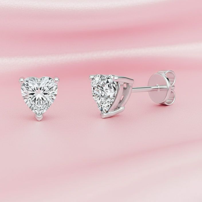 Heart-Shaped Lab-Grown Diamond Stud Earrings