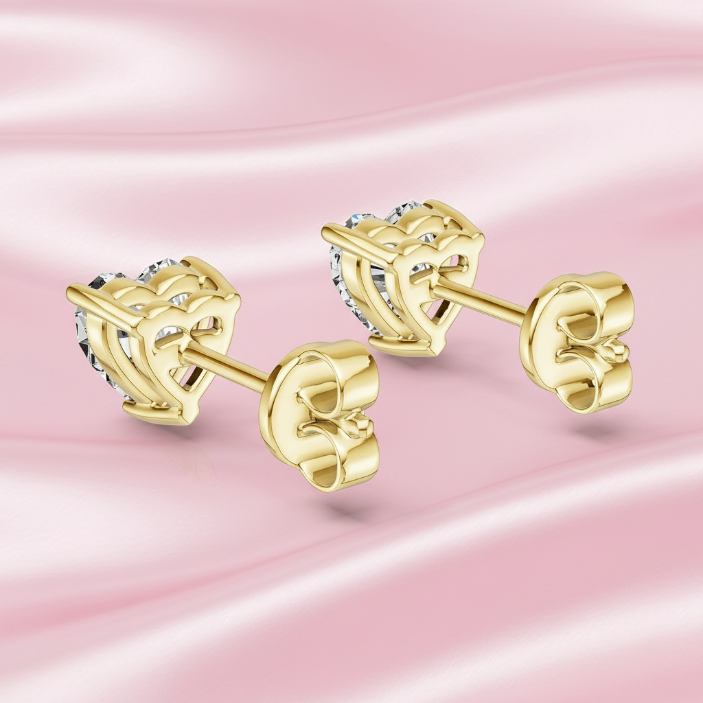 Heart-Shaped Lab-Grown Diamond Stud Earrings