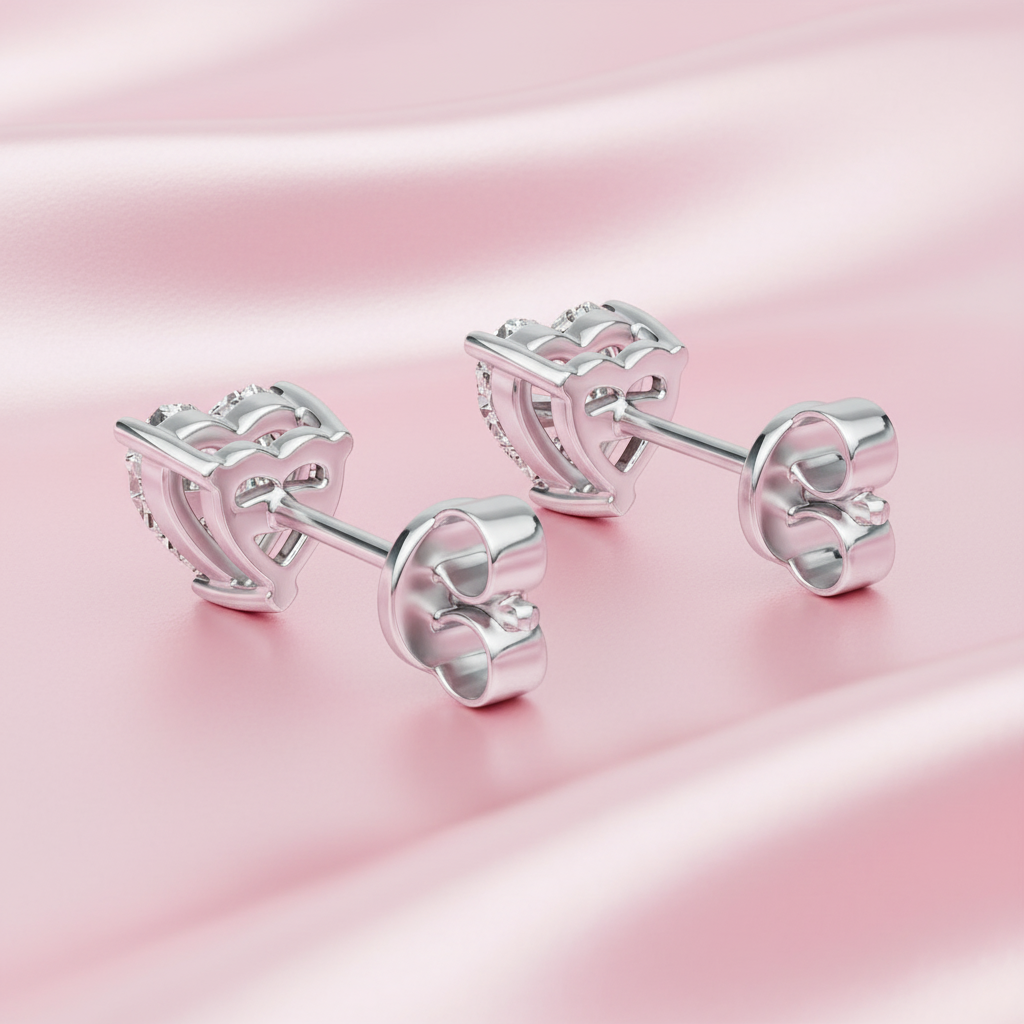 Heart-Shaped Lab-Grown Diamond Stud Earrings