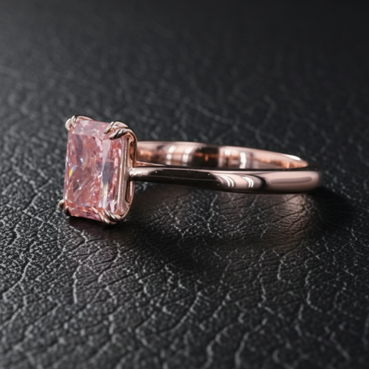 Radiant Pink Lab-Grown Diamond Solitaire Ring – 1.14ct, 18K Rose Gold