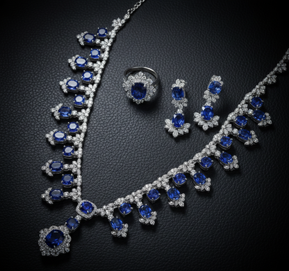 Royal Blue Lab Sapphire & Moissanite Drop Earrings – Sterling Silver -  Mara & Co UK