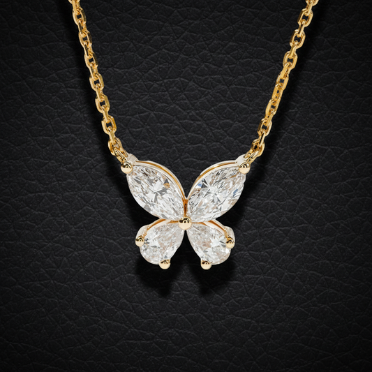 Diamond Butterfly Necklace Lab-Grown  – 1.96ct, 18K Yellow Gold