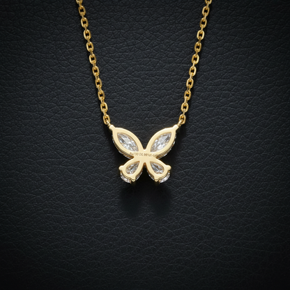 Diamond Butterfly Necklace Lab-Grown  – 1.96ct, 18K Yellow Gold -  Mara & Co UK