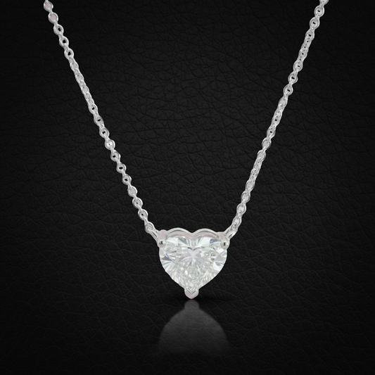 Heart Lab-Grown Diamond Necklace – 1.02ct, 10K White Gold