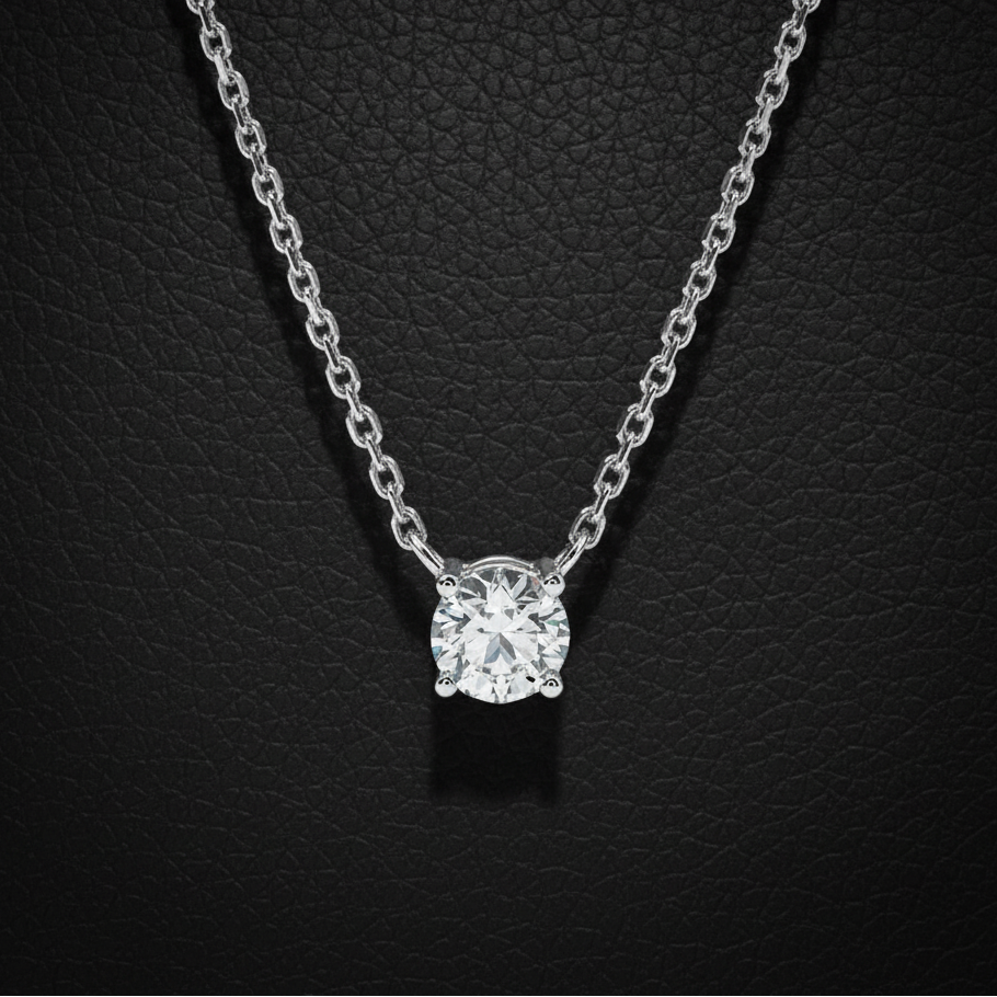 Classic Lab-Grown Diamond Solitaire Necklace – 0.54ct, 18K White Gold -  Mara & Co UK