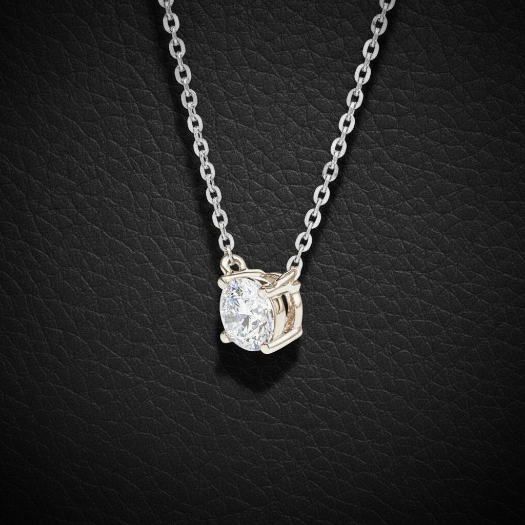 Classic Lab-Grown Diamond Solitaire Necklace – 0.54ct, 18K White Gold -  Mara & Co UK