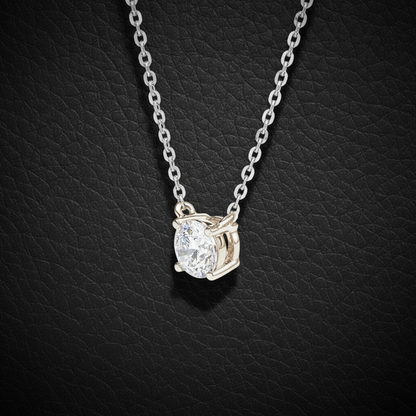 Classic Lab-Grown Diamond Solitaire Necklace – 0.54ct, 18K White Gold -  Mara & Co UK