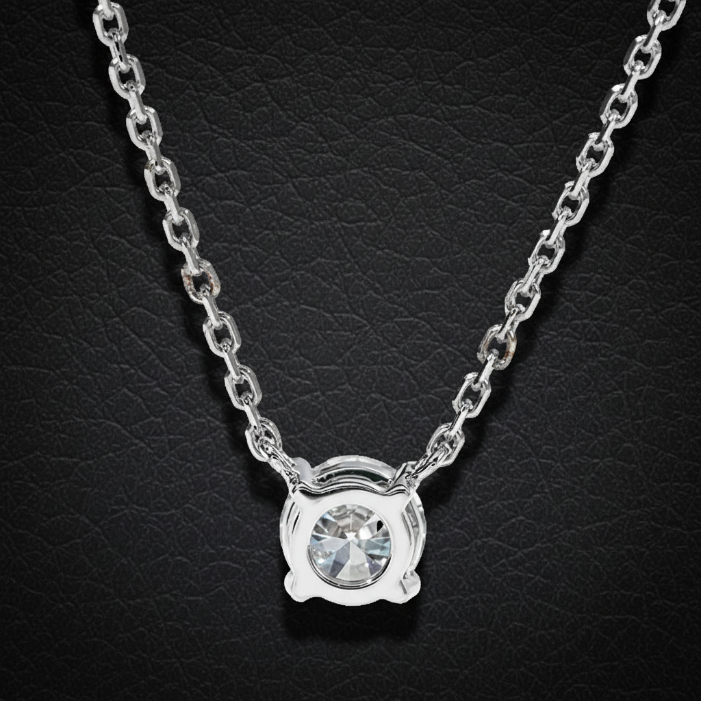 Classic Lab-Grown Diamond Solitaire Necklace – 0.54ct, 18K White Gold -  Mara & Co UK