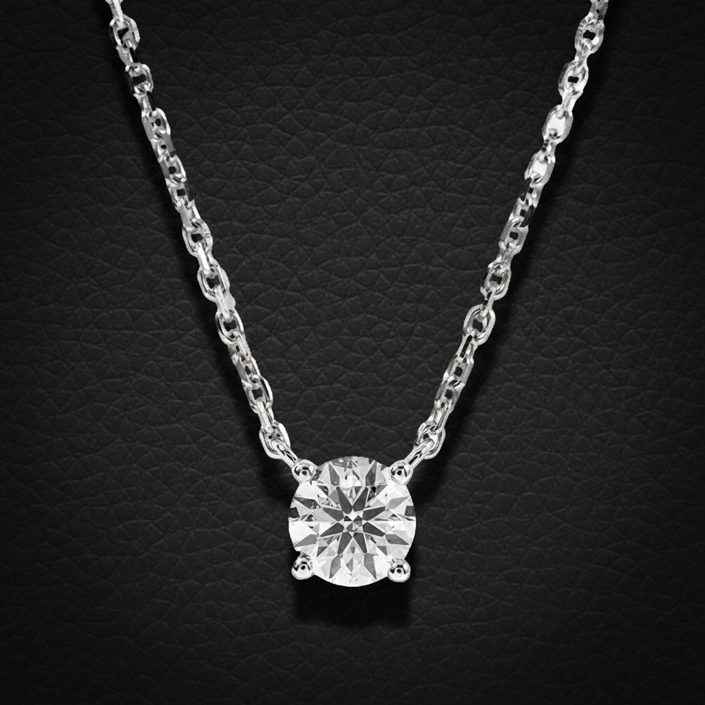 Classic Lab-Grown Diamond Solitaire Necklace – 0.54ct, 18K White Gold -  Mara & Co UK