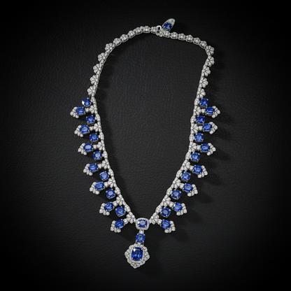 Royal Blue Lab Sapphire & Moissanite Statement Necklace -  Mara & Co UK