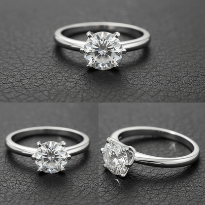lab diamond solitaire engagement ring 2.0ct DEF VS 18K white gold UK – collage of views