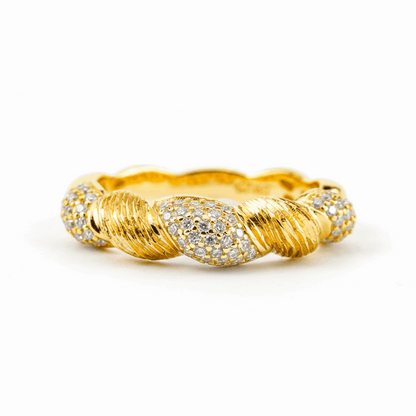 Pavé Twist Dome Ring – 0.385ct Total, DEF, Yellow Gold Plated Sterling Silver