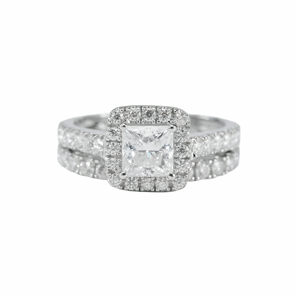 Stacker Ring Set - Square Halo & Pavé ring