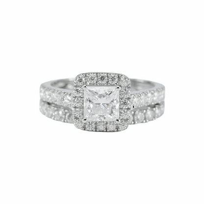 Stacker Ring Set - Square Halo & Pavé ring