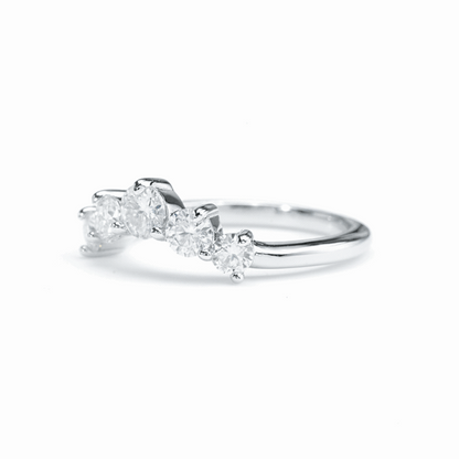 Crescent Five-Stone Moissanite Band – 0.90ct Total, DEF, White Gold Plated 925 Silver