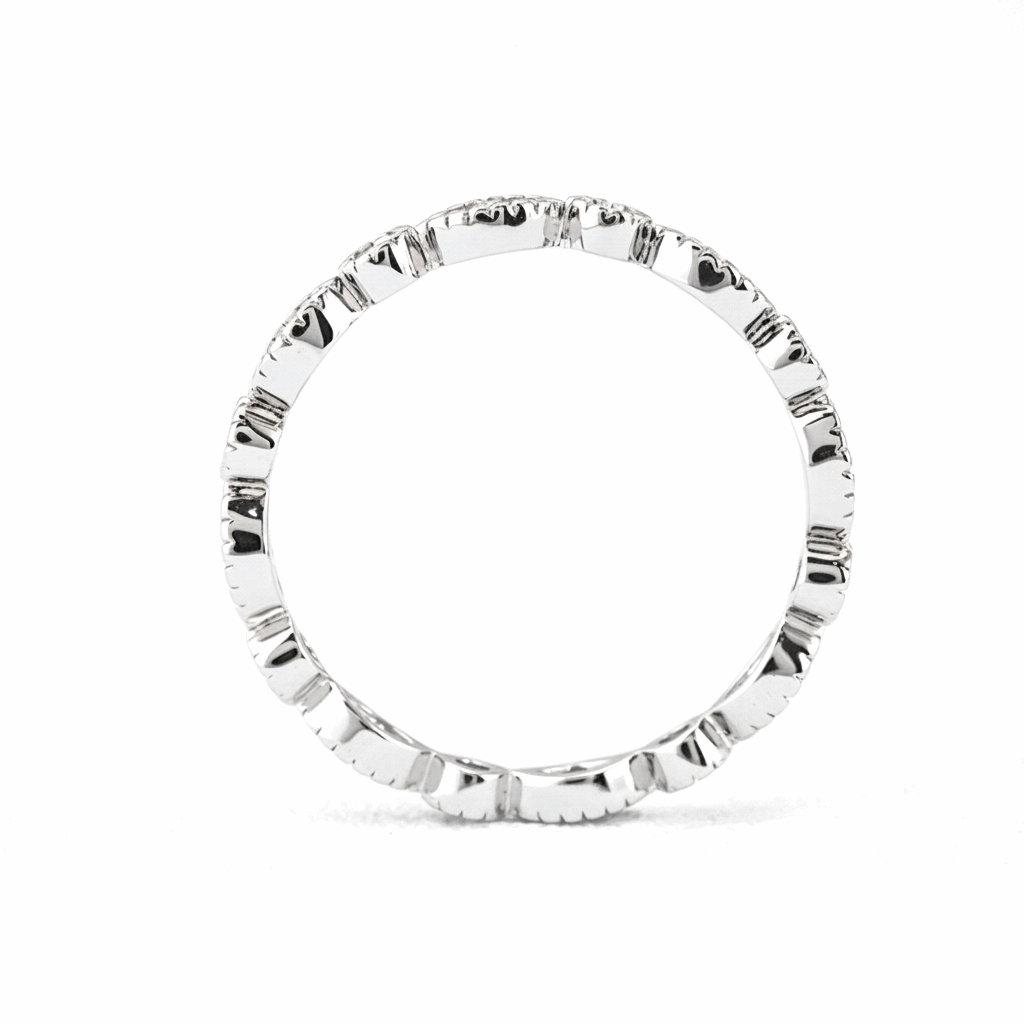 Marquise & Dot Moissanite Full Eternity Band - White Gold Plated 925 Silver
