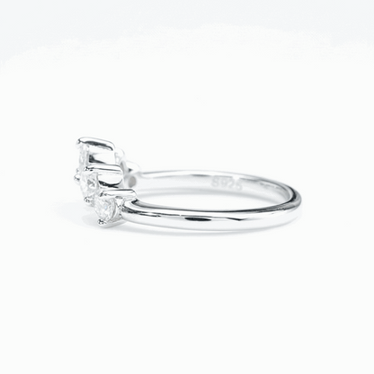 Crescent Five-Stone Moissanite Band – 0.90ct Total, DEF, White Gold Plated 925 Silver