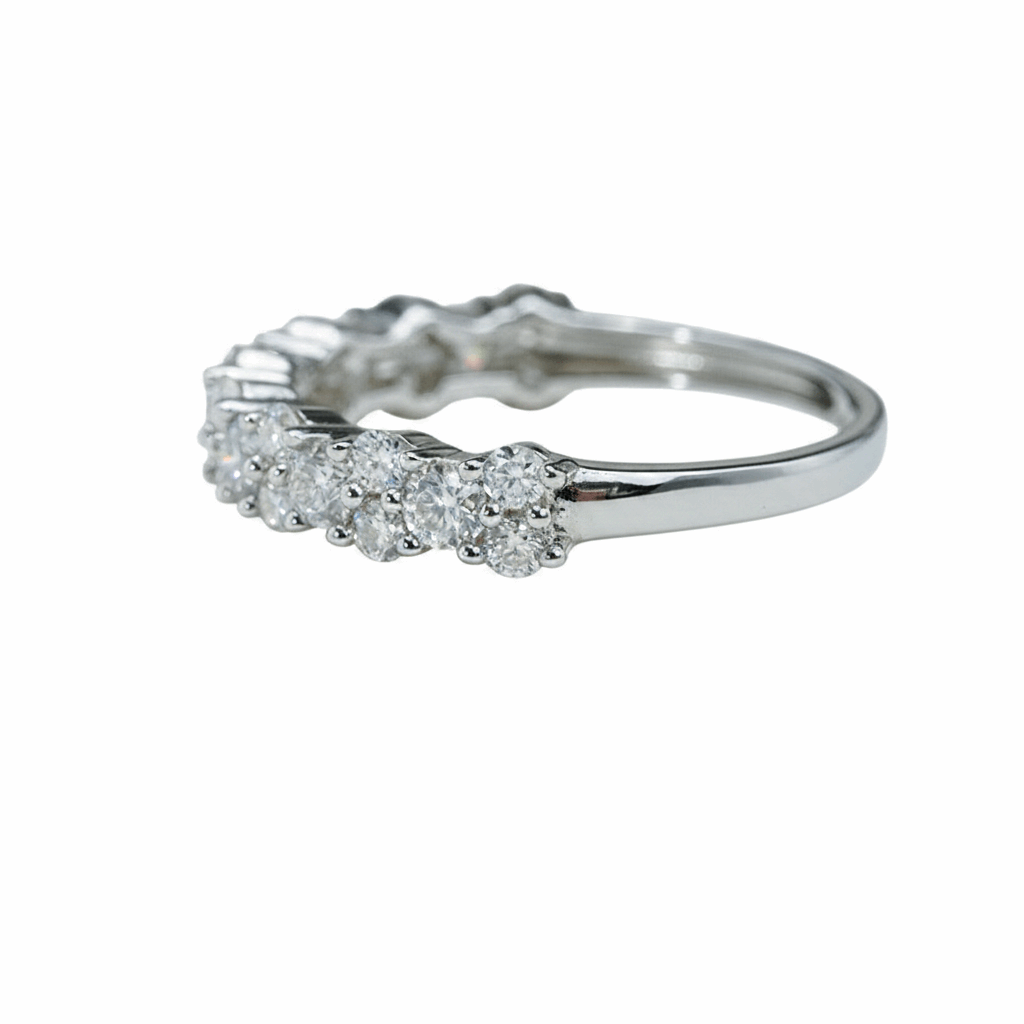 Cluster of Stars Half Eternity Band – White Gold Plated