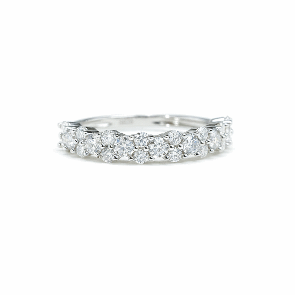 Cluster of Stars Half Eternity Band – White Gold Plated