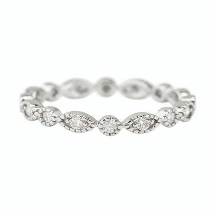 Marquise & Dot Moissanite Full Eternity Band - White Gold Plated 925 Silver