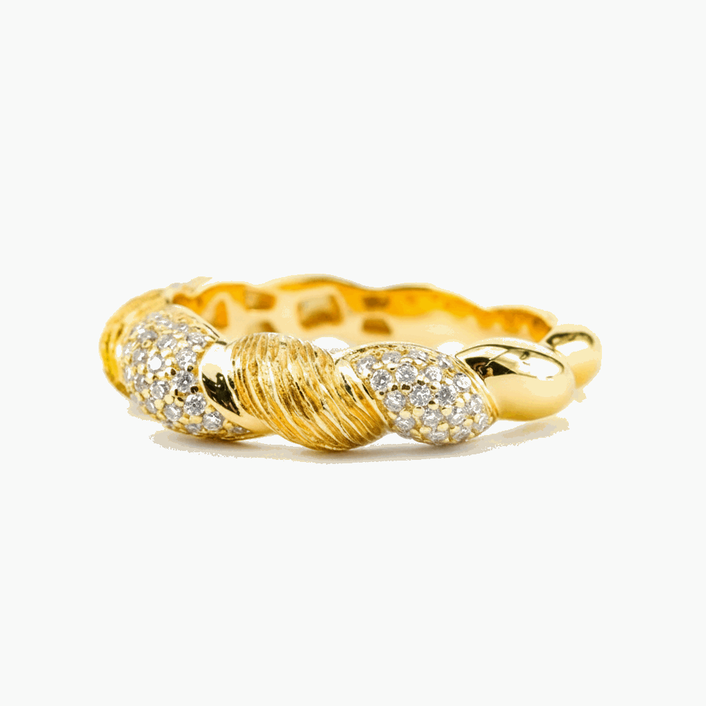 Pavé Twist Dome Ring – 0.385ct Total, DEF, Yellow Gold Plated Sterling Silver