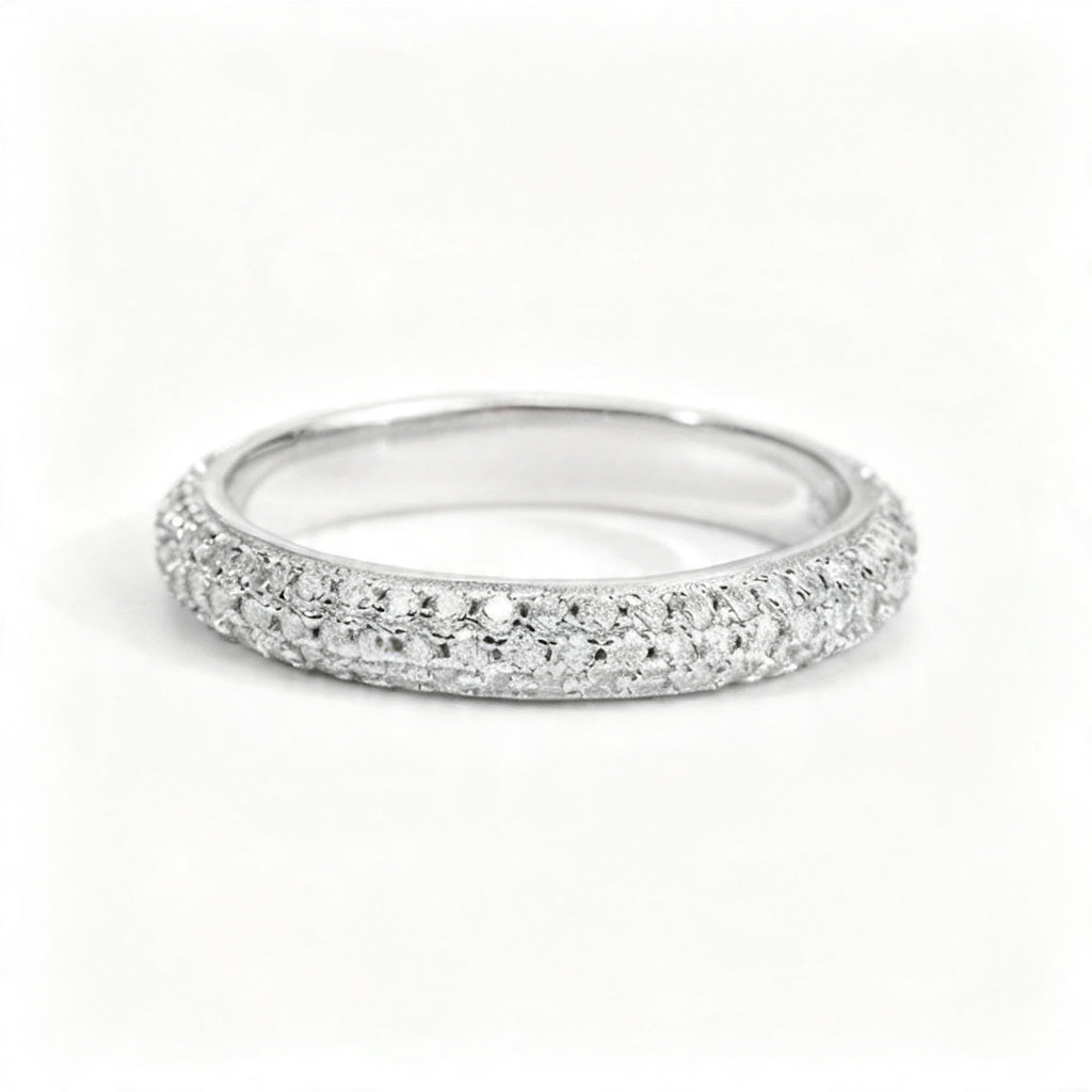 Micro Pavé Moissanite Band – 0.864ct, DEF, White Gold Plated 925