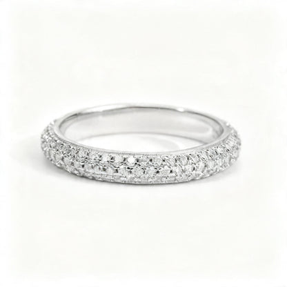 Micro Pavé Moissanite Band – 0.864ct, DEF, White Gold Plated 925