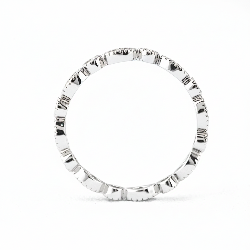 Marquise & Dot Moissanite Full Eternity Band - White Gold Plated 925 Silver