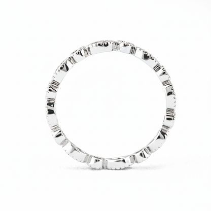 Marquise & Dot Moissanite Full Eternity Band - White Gold Plated 925 Silver
