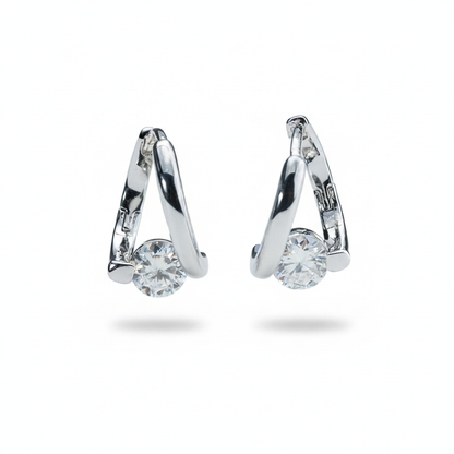 Moissanite Huggie Hoop Earrings – 1.0ct Total 925 Sterling Silver