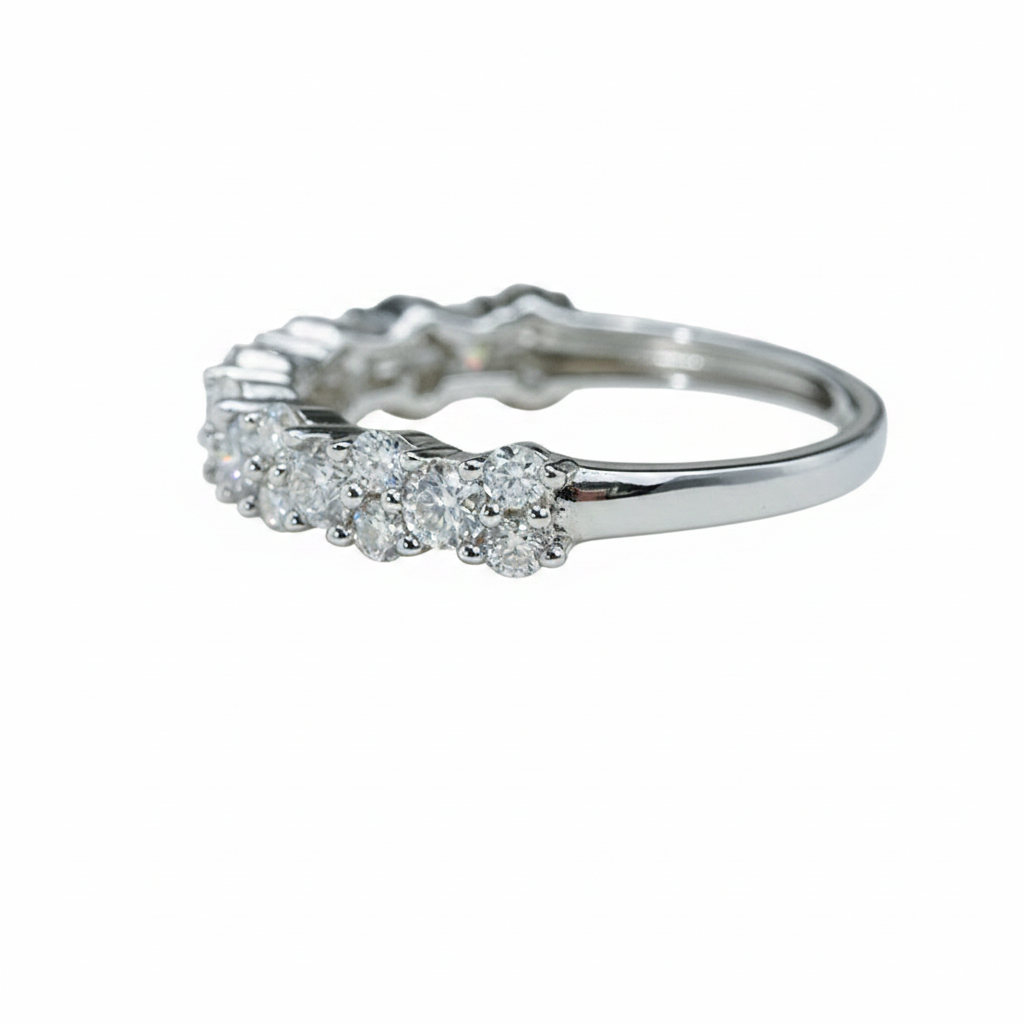 Cluster of Stars Half Eternity Band – White Gold Plated