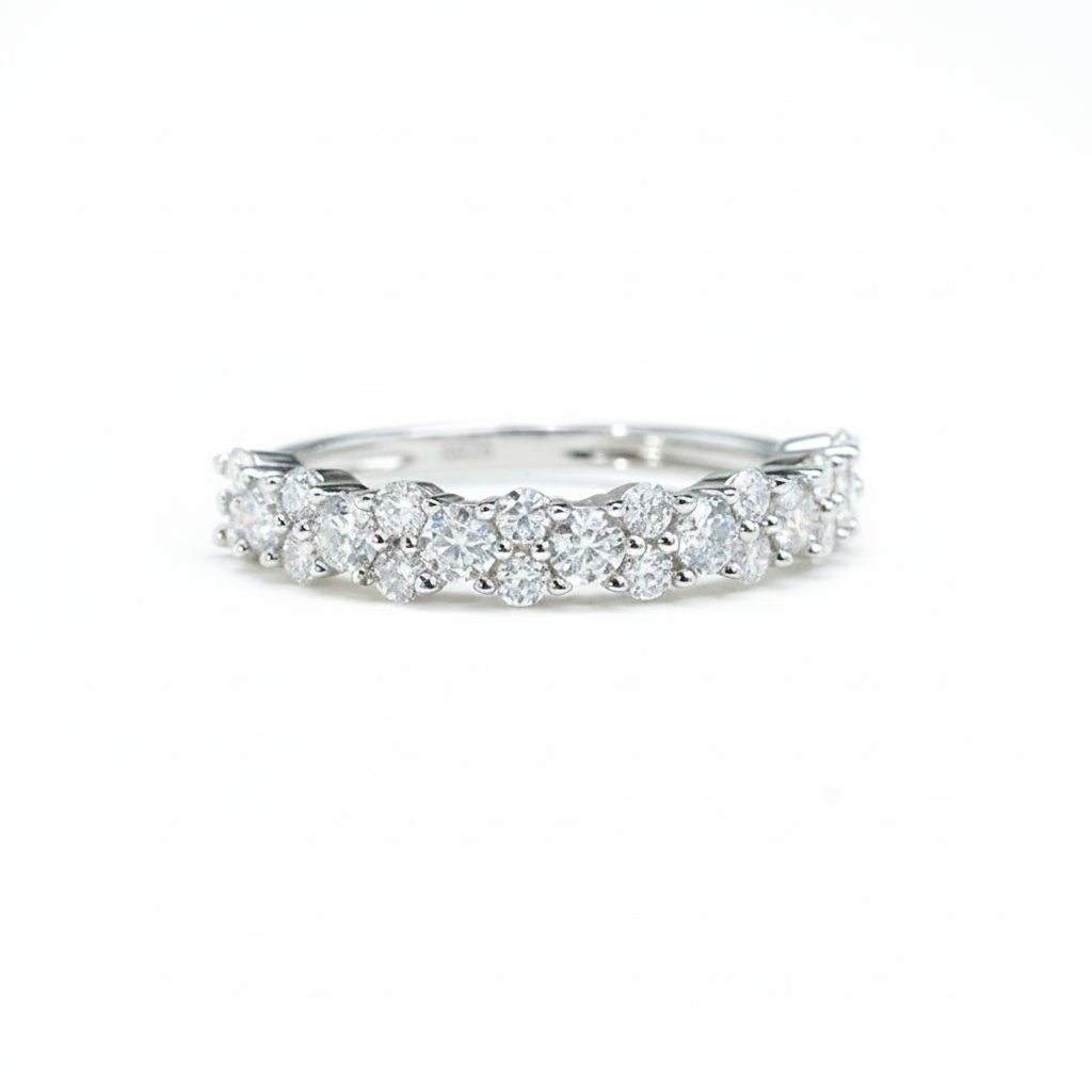 Cluster of Stars Half Eternity Band – White Gold Plated