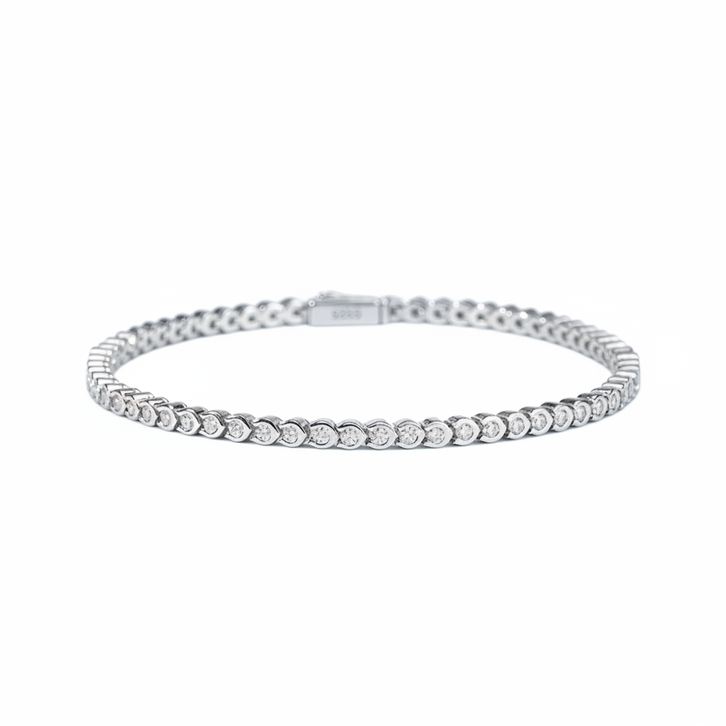 Bezel-Set Moissanite Tennis Bracelet – 1.68ct Total