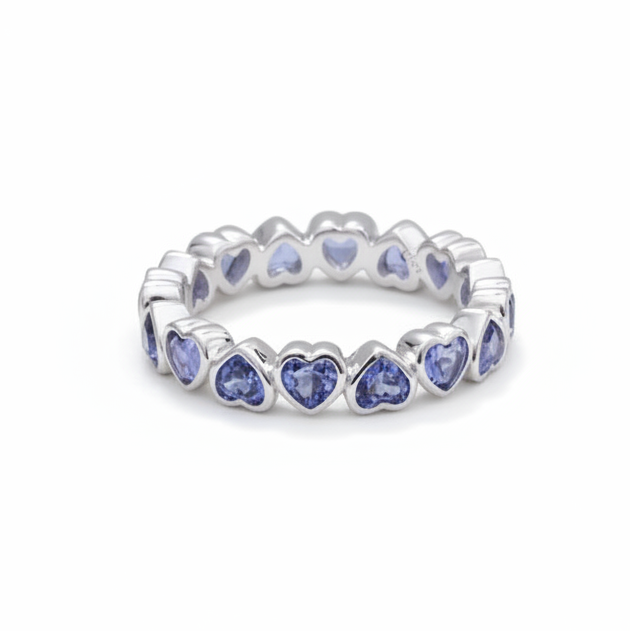 Blue Heart Lab Sapphire Full Eternity Ring