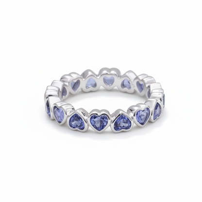 Blue Heart Lab Sapphire Full Eternity Ring